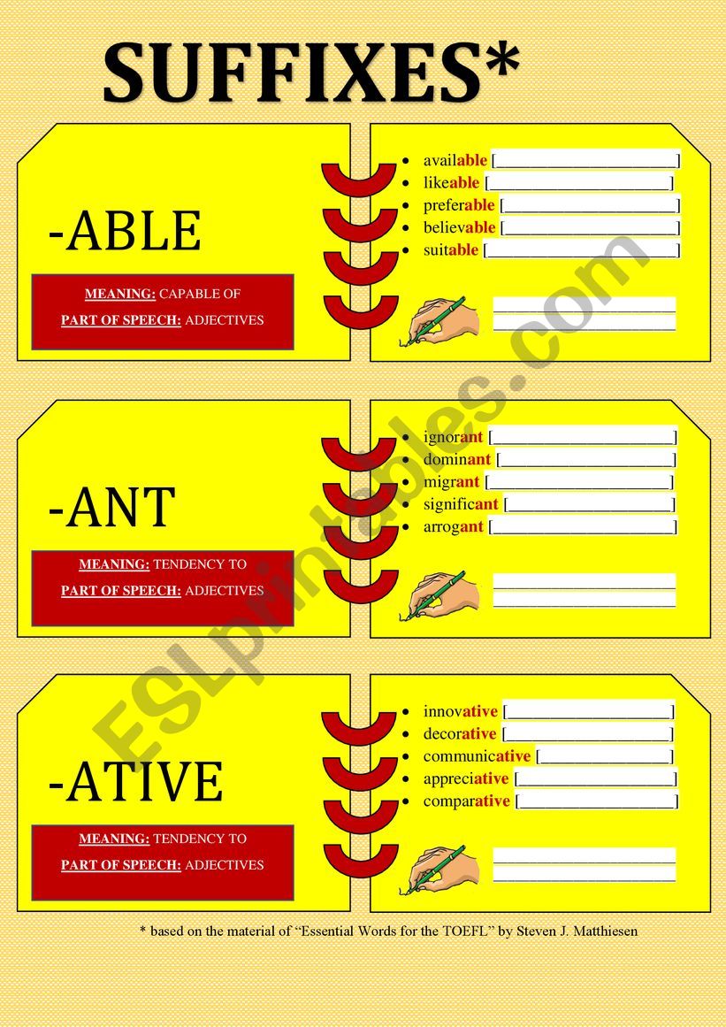 WORD FORMATION FLASHCARDS [adjective suffixes]